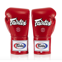 FAIRTEX - Professional Leather/Lace Up Fight Gloves (BGL6) - Red/12oz