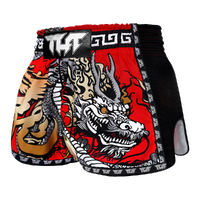 TUFF - Red Chinese Dragon Retro Muay Thai Shorts - Medium