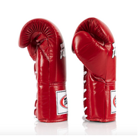 FAIRTEX - Professional Leather/Lace Up Fight Gloves (BGL6) - Red/12oz