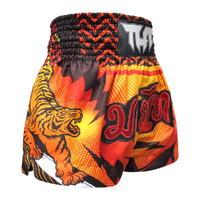 TUFF - Orange Double Tiger Thai Boxing Shorts - Small