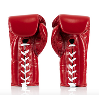 FAIRTEX - Professional Leather/Lace Up Fight Gloves (BGL6) - Red/12oz