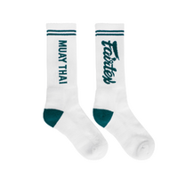 FAIRTEX Socks - White/Green - US9-10