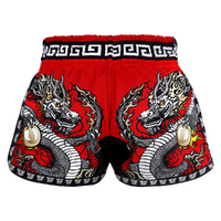 TUFF - Red Chinese Dragon Retro Muay Thai Shorts - Medium