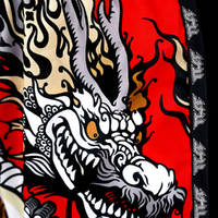 TUFF - Red Chinese Dragon Retro Muay Thai Shorts - Medium