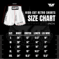 TUFF - 'The Red Crane' High-Cut Retro Muay Thai Shorts - Extra Large