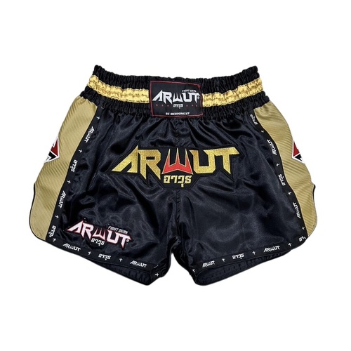 ARWUT - Carbon Edition Muay Thai Shorts - Black/Gold - Extra Small