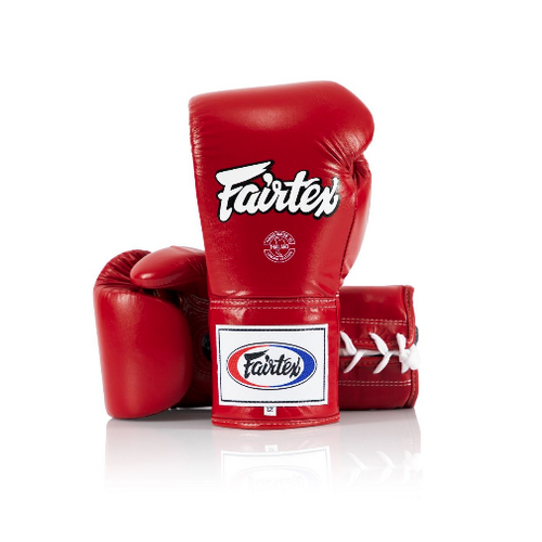 FAIRTEX - Professional Leather/Lace Up Fight Gloves (BGL6) - Red/12oz