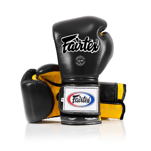 FAIRTEX - "Heavy Hitter" Mexican Style Boxing Gloves (BGV9) - Black/Yellow-16oz