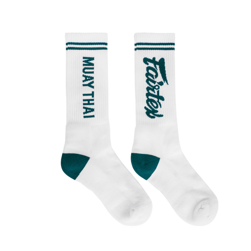 FAIRTEX Socks - White/Green - US9-10