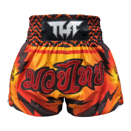 TUFF - Orange Double Tiger Thai Boxing Shorts - Small