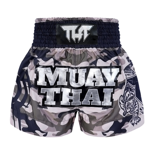TUFF - Grey Camouflage Thai Boxing Shorts - Large
