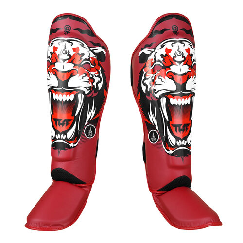 TUFF - Tiger MMA Shin Guards - Red/Medium